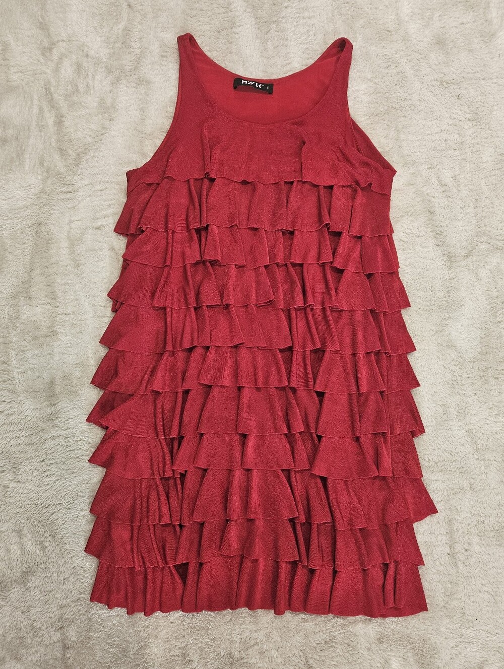 NEW Ruffle Sleeveless Red Dress Size S Bohemian Retro Feminine Preppy Party - Picture 2 of 6